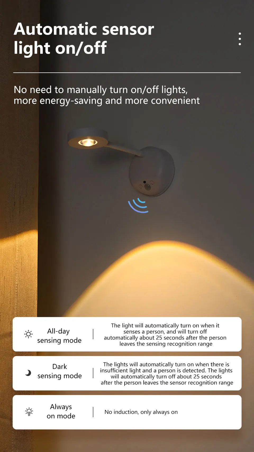 Rechargeable Induction Wall Spotlight – Adjustable Brightness, Three Colors, Punch-Free - The Prime Shop