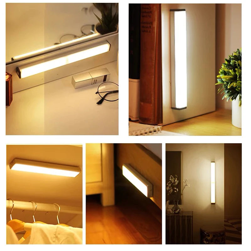 Motion Sensor Wireless LED Night Light, Type-C Rechargeable Cabinet Lamp for Kitchen & Stairs