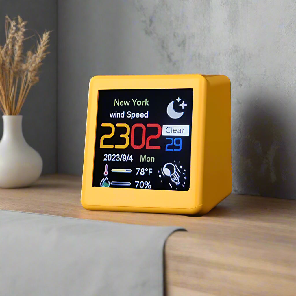 Mini Smart Wi-Fi Weather Station Clock – DIY GIFs & Digital Album for Game Room Decor