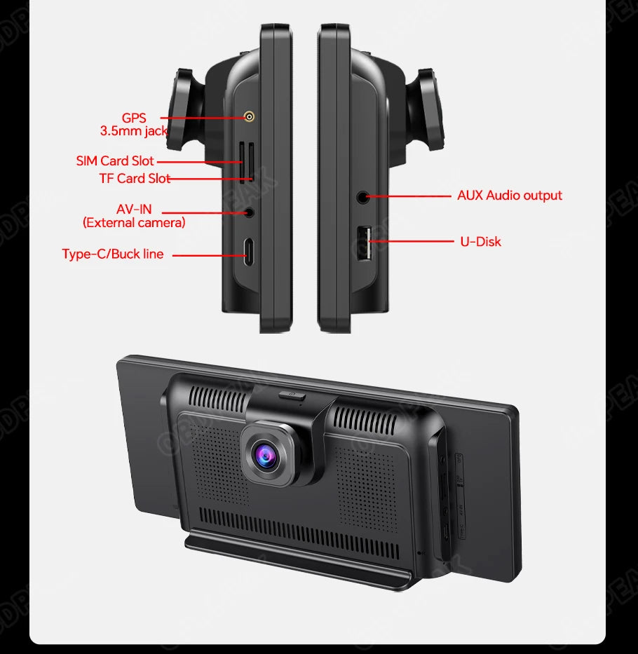 4G Dual Lens 10.26" Dash Cam – Android 13, GPS, CarPlay - The Prime Shop