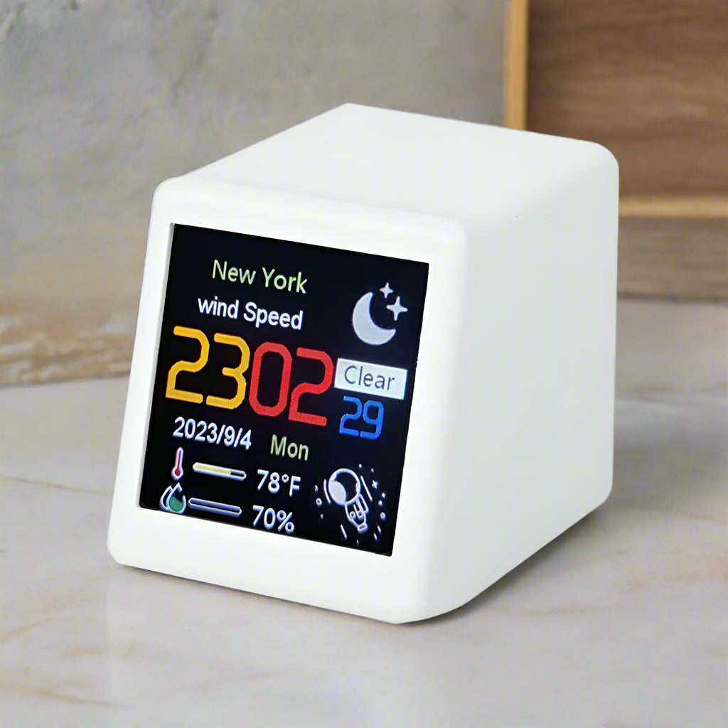 Mini Smart Wi-Fi Weather Station Clock – DIY GIFs & Digital Album for Game Room Decor