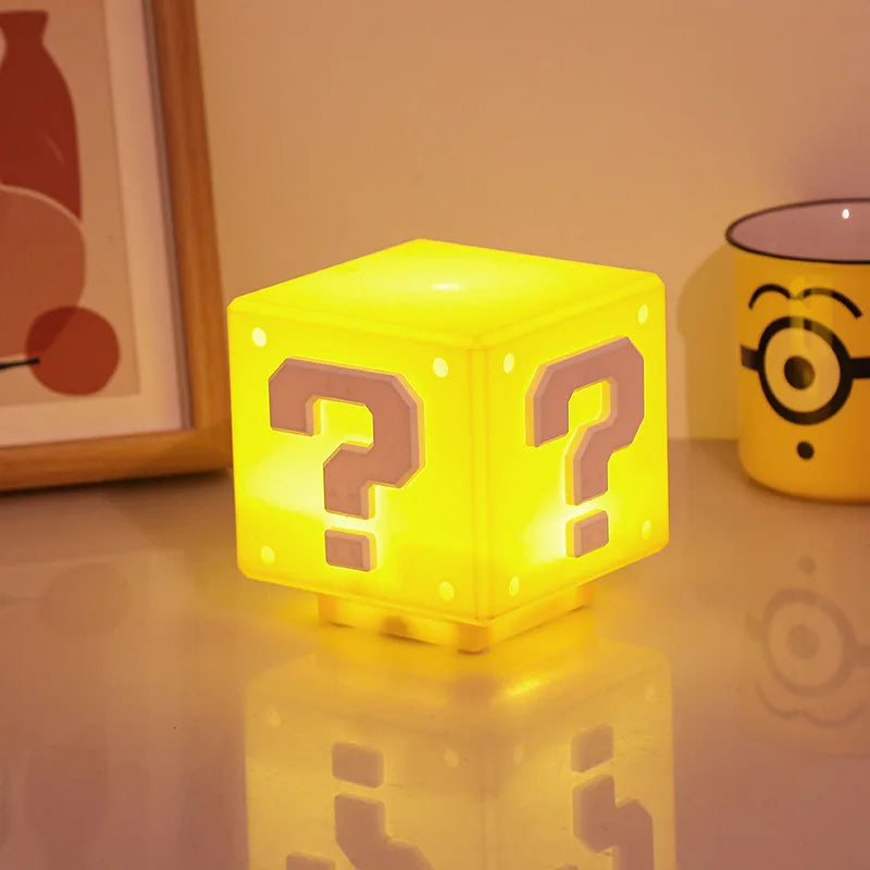 Super Mario Night Light with Music Anime Peripherals LED Question Mark Toad Children Bedroom Bedside Lamp USB Charging Gifts - The Prime Shop