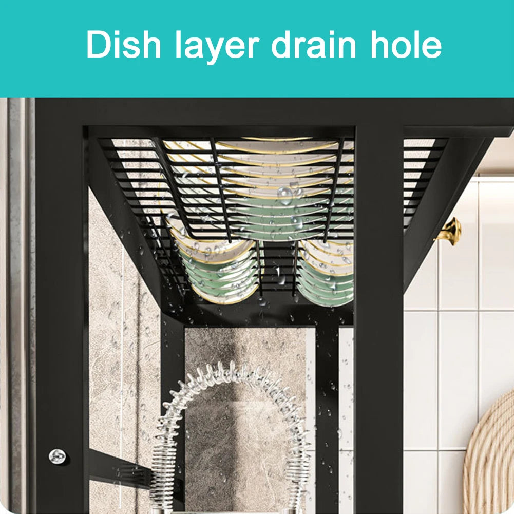 3-Tier Over-the-Sink Dish Rack – Steel Kitchen Organizer with Cover & Drain Shelf System
