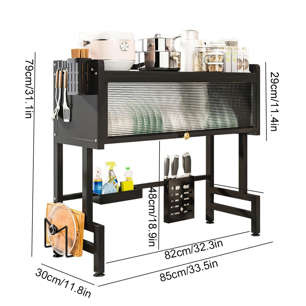 3-Tier Over-the-Sink Dish Rack – Steel Kitchen Organizer with Cover & Drain Shelf System