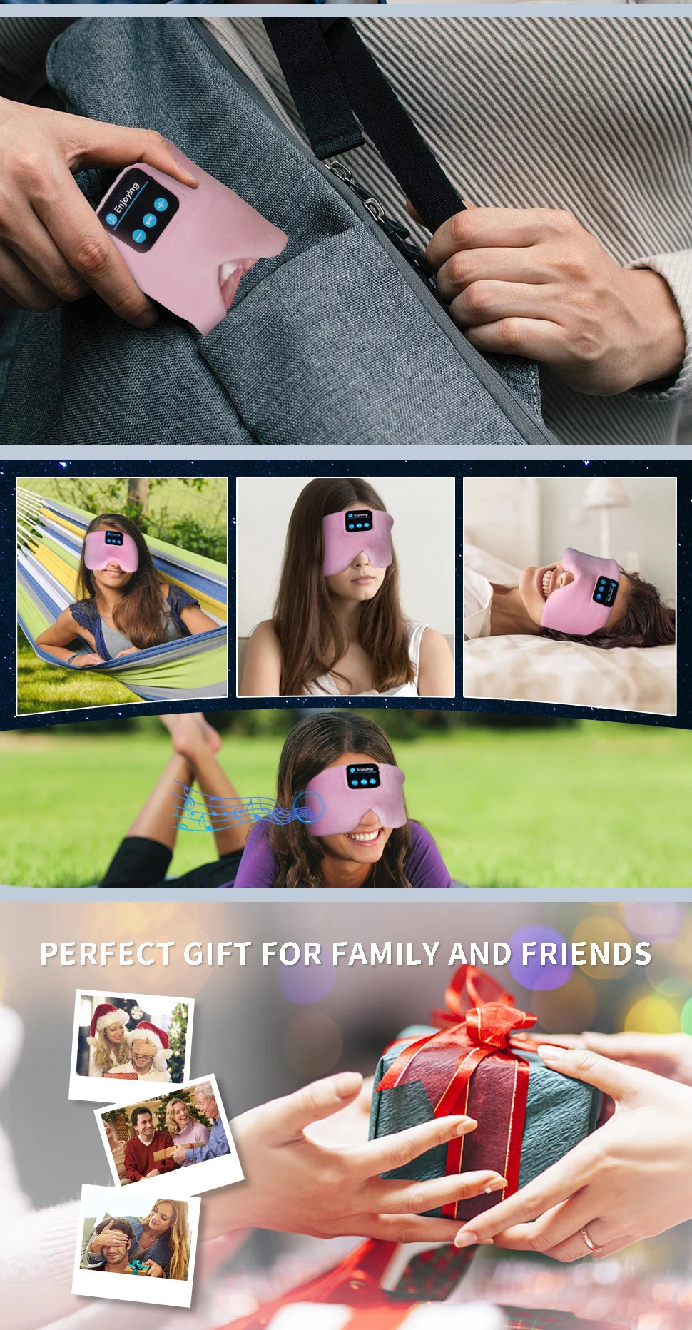 Eye Mask with Bluetooth Headphones – Adjustable Music Sleep Mask for Comfort and Insomnia - The Prime Shop