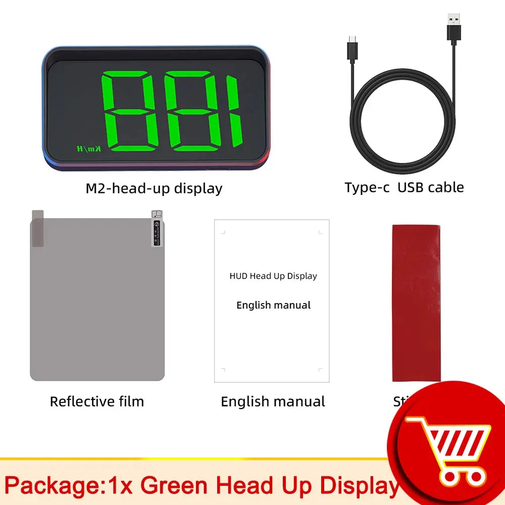 Car Head-Up Display – GPS Digital M2 Speedometer HUD Projector for All Vehicles