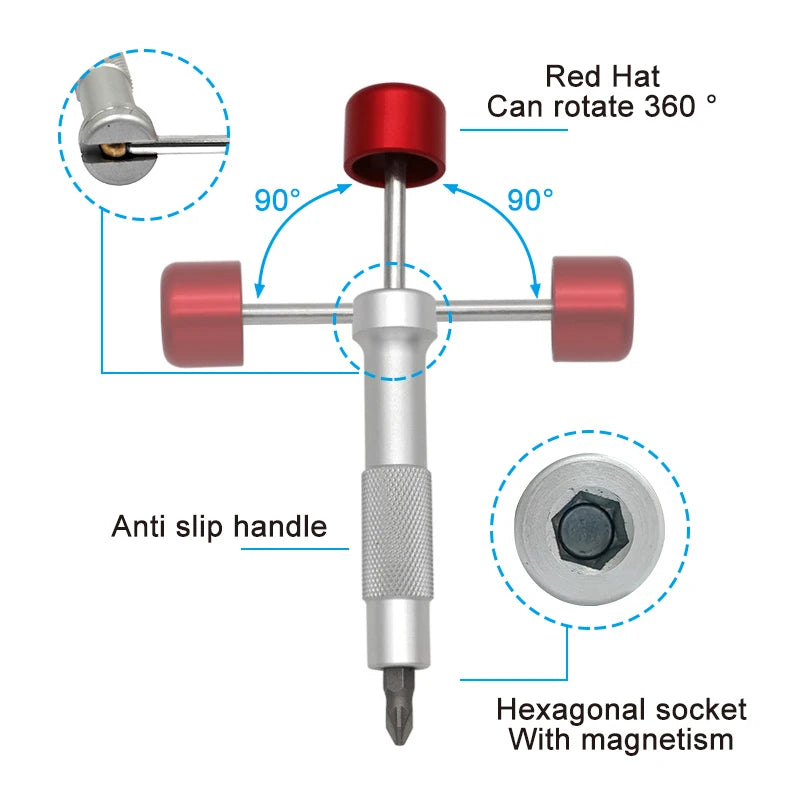 Aluminum Red Hat Reinforced Screwdriver Handle for Manual Drilling, Automotive, and Home Repairs