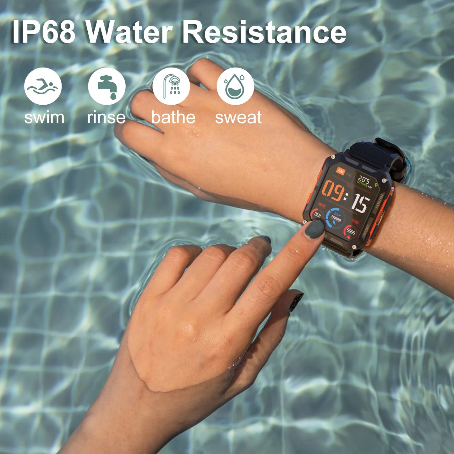 Pro Smart Watch C20 – Voice Assistant, Wireless Call, IP68 Waterproof for Android & iOS