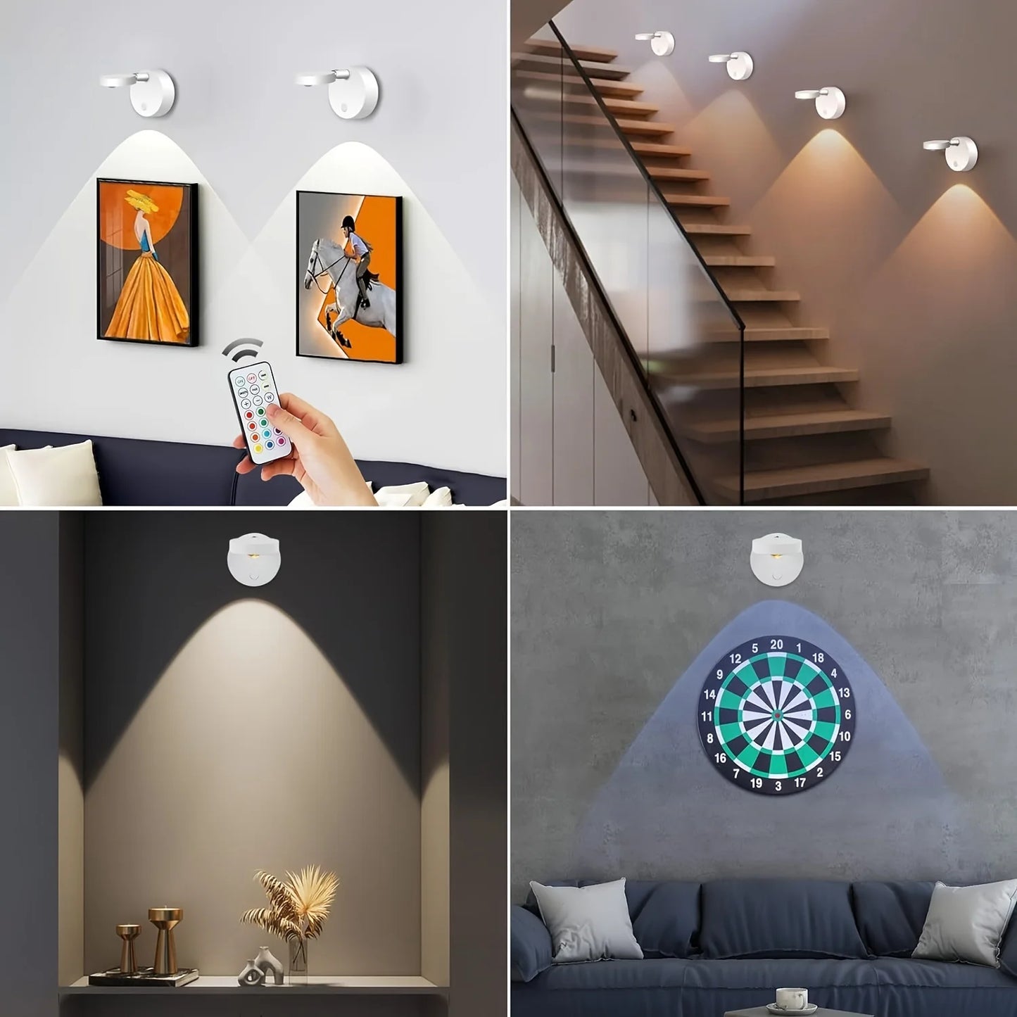 Cordless RGB Cat's Eye LED Wall Lamp – Dimmable Remote Control Night Light for Staircase - The Prime Shop