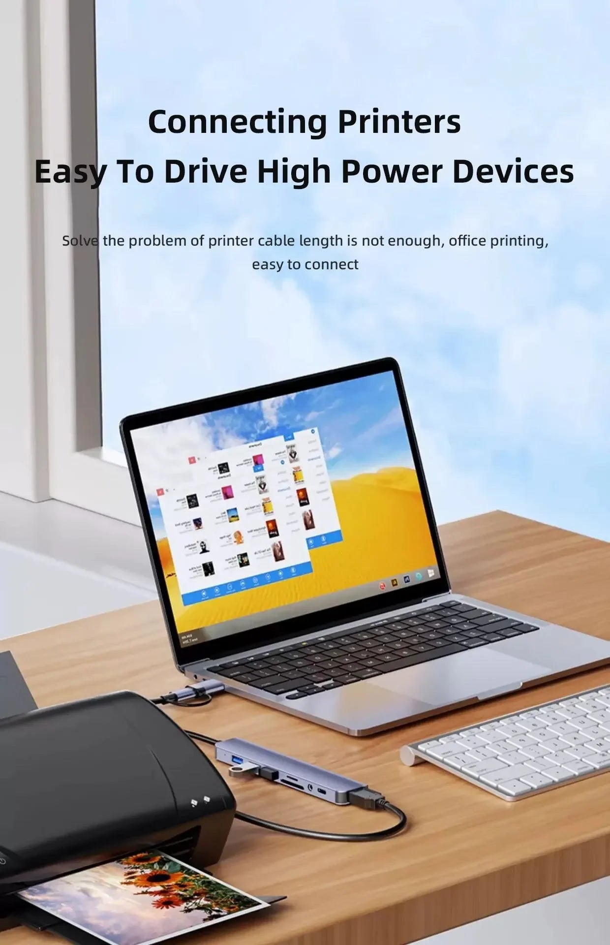 USB C Hub 8-in-1 Splitter with USB Ports, SD/TF Reader, Audio Output