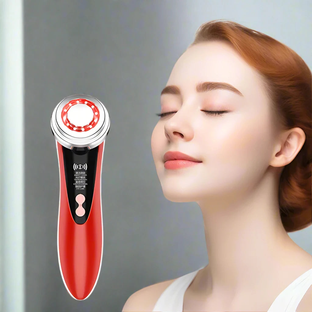 Microcurrent Facial Massager – Skin Rejuvenation Beauty Tool in Pink/Green/Red - The Prime Shop