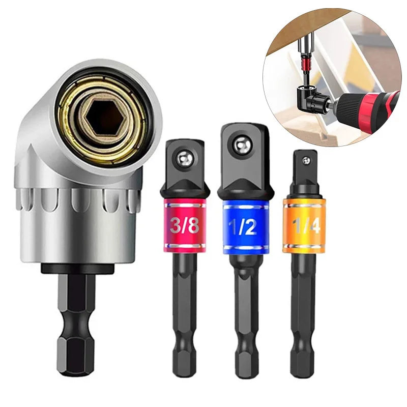 Impact Grade 105° Angle Socket Adapter Set for Drills and Screwdrivers, Durable Power Tool Attachment
