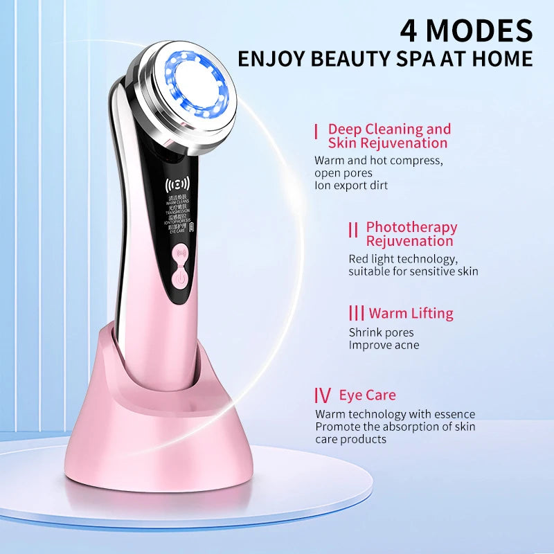 Microcurrent Facial Massager – Skin Rejuvenation Beauty Tool in Pink/Green/Red - The Prime Shop