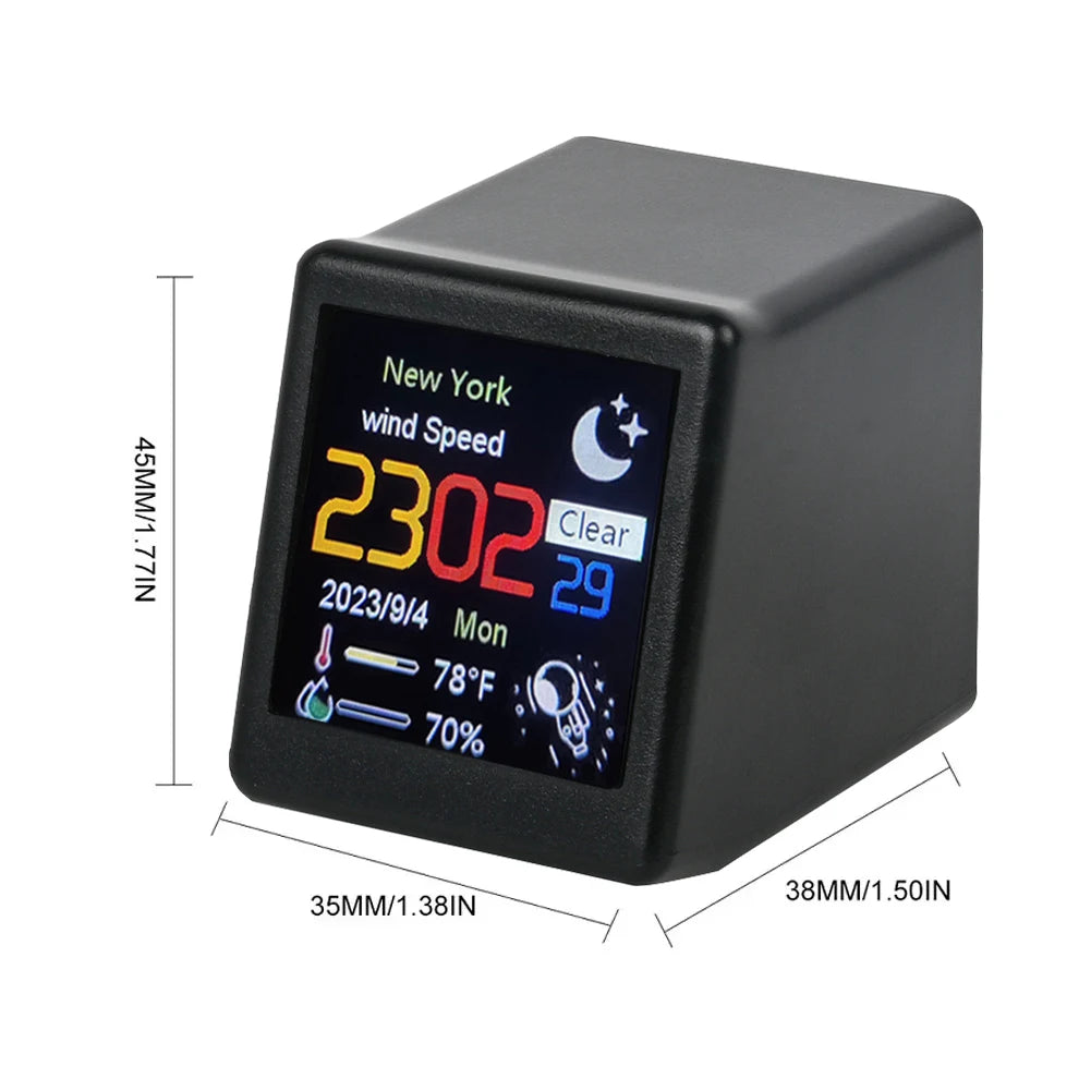 Mini Smart Wi-Fi Weather Station Clock – DIY GIFs & Digital Album for Game Room Decor