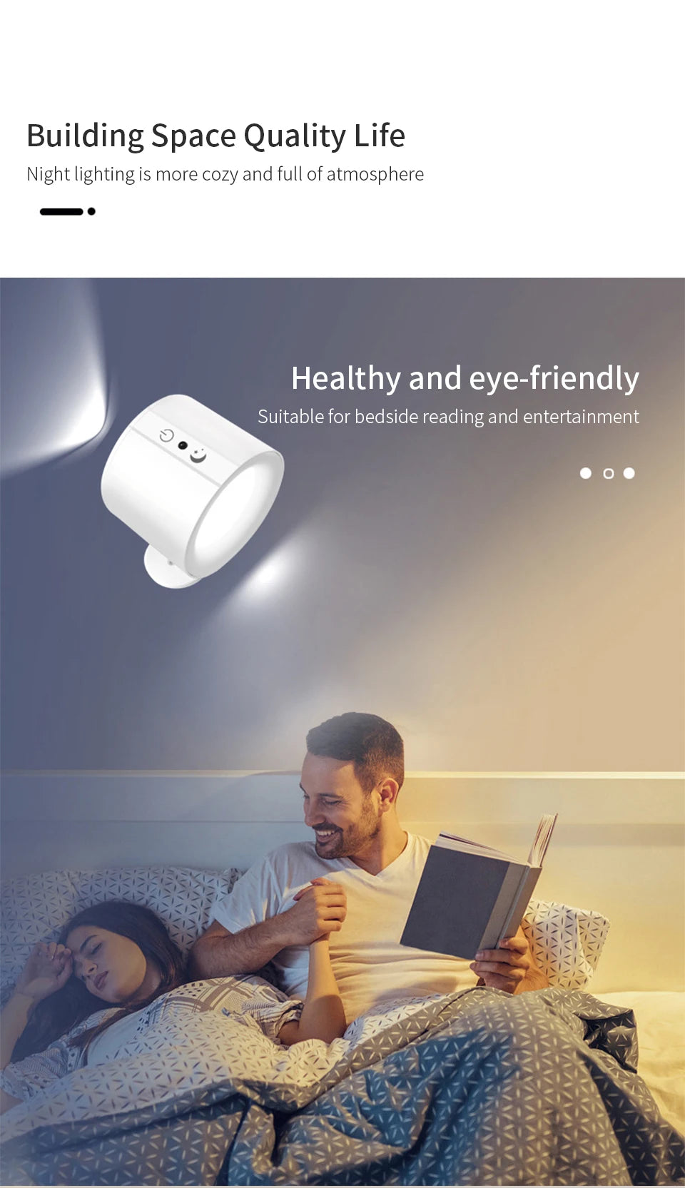 LED Wall Sconce – Touch Control, Double Head, Rotatable, Wireless Night Light for Bedrooms - The Prime Shop