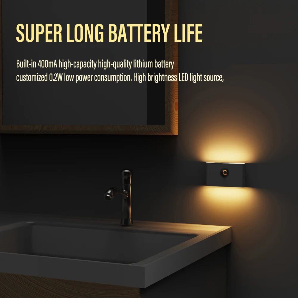 LED Induction Night Light, Wireless USB Rechargeable, Motion Sensor for Bedroom, Corridor, Cabinet