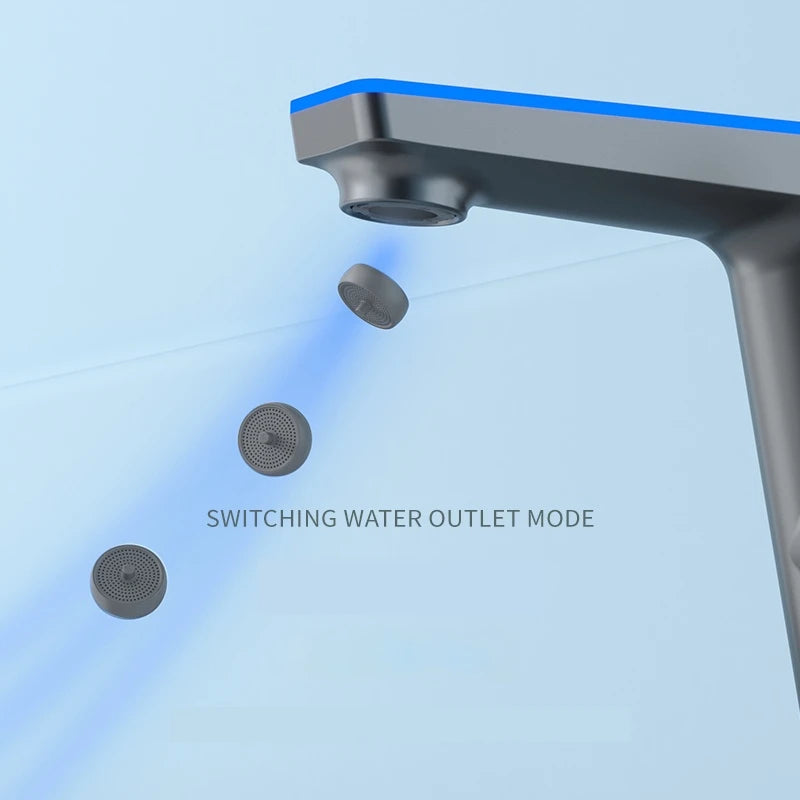 High-End Temperature Display Basin Faucet – LED Light, Dual-Mode Sprayer, Hot and Cold Water Sink Mixer for Bathroom - The Prime Shop