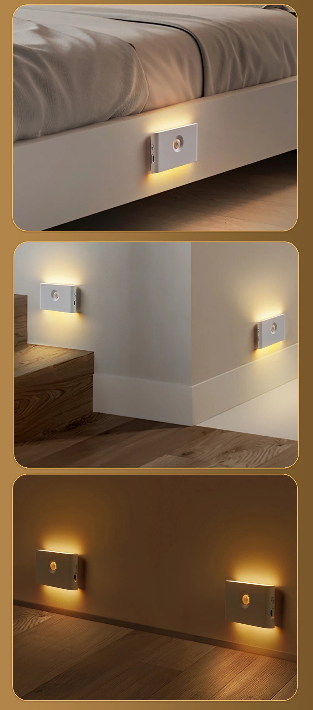 LED Induction Night Light, Wireless USB Rechargeable, Motion Sensor for Bedroom, Corridor, Cabinet