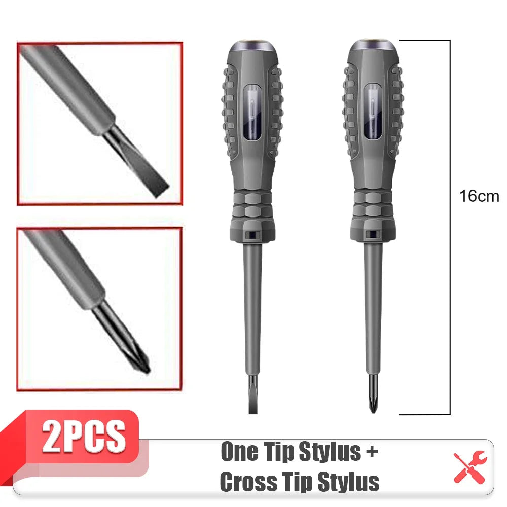 Electrician Screwdriver 12-220V Voltage Tester Pen – AC/DC Induction Insulated Hand Tools