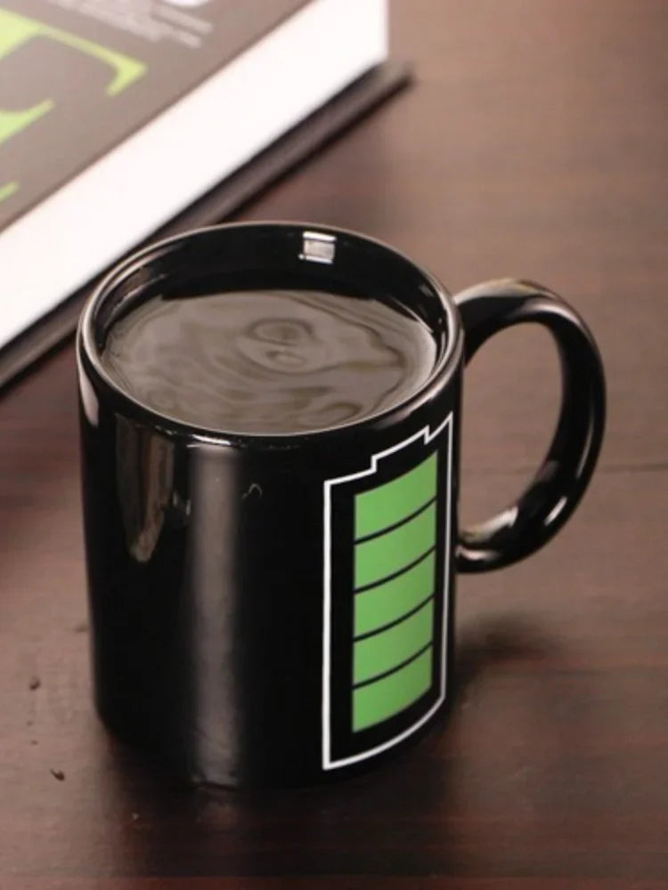 Color Changing Ceramic Mug – Heat Sensitive Battery Pattern Cup