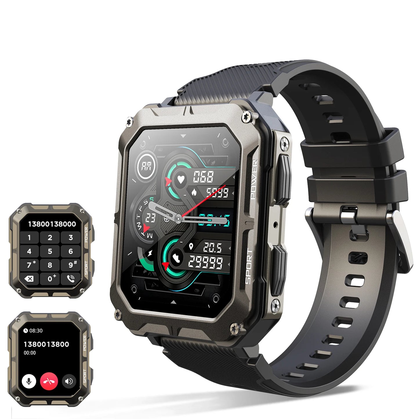 Pro Smart Watch C20 – Voice Assistant, Wireless Call, IP68 Waterproof for Android & iOS