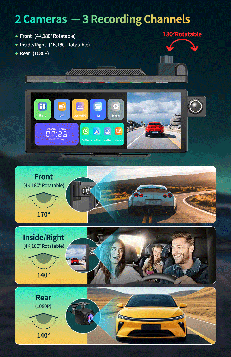 Dash Cam – 11.3" 4K High-Resolution Car Video Recorder with Advanced Features - The Prime Shop