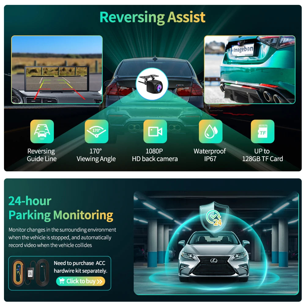 Dash Cam – 11.3" 4K High-Resolution Car Video Recorder with Advanced Features - The Prime Shop
