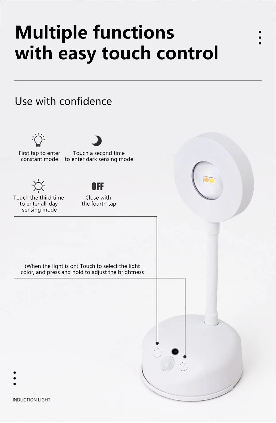 Rechargeable Induction Wall Spotlight – Adjustable Brightness, Three Colors, Punch-Free - The Prime Shop