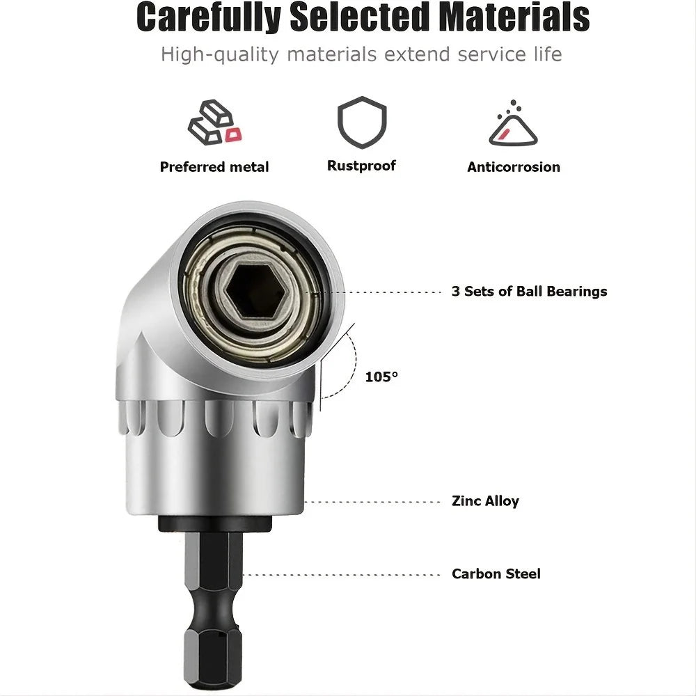 Impact Grade 105° Angle Socket Adapter Set for Drills and Screwdrivers, Durable Power Tool Attachment