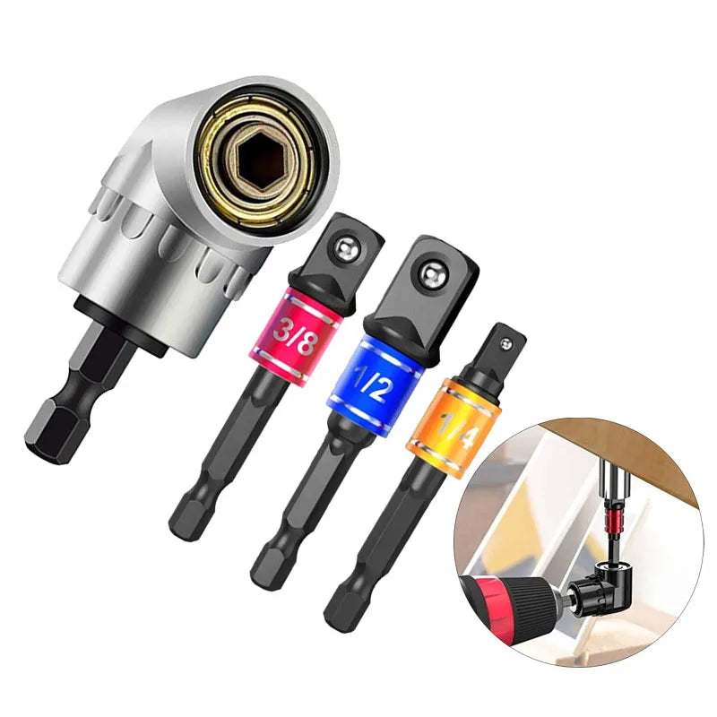 Impact Grade 105° Angle Socket Adapter Set for Drills and Screwdrivers, Durable Power Tool Attachment