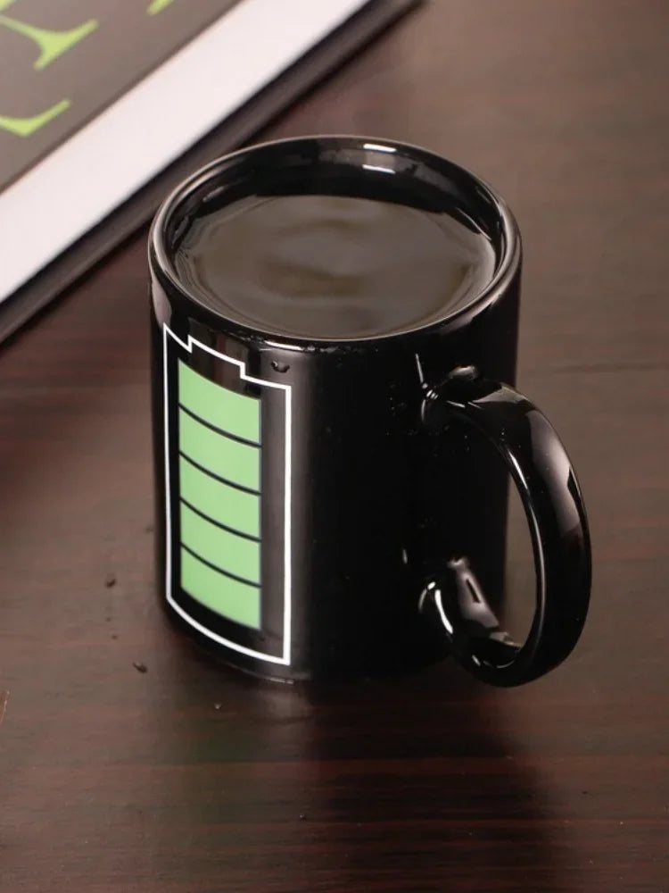 Color Changing Ceramic Mug – Heat Sensitive Battery Pattern Cup