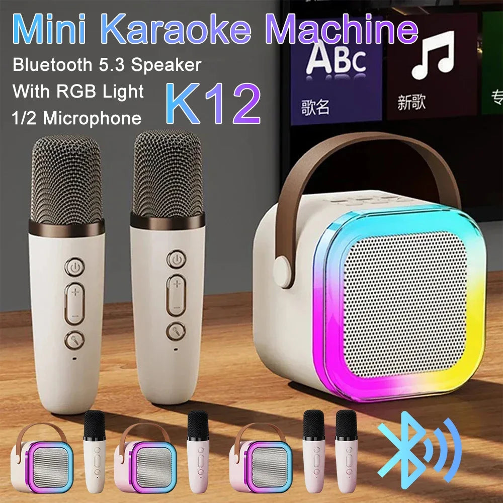Portable Karaoke Machine Bluetooth 5.3 PA Speaker with 1-2 Wireless Microphones