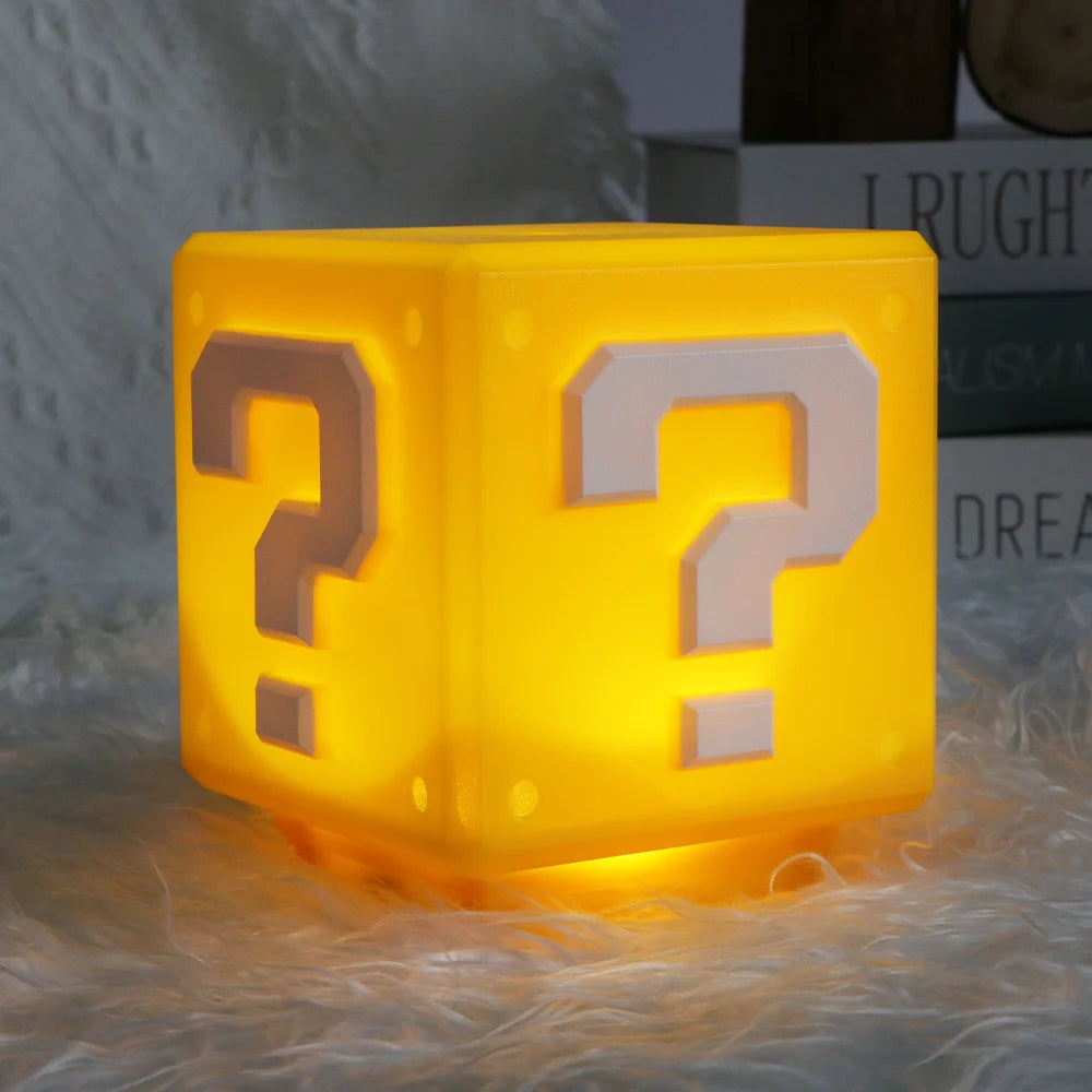 Super Mario Night Light with Music Anime Peripherals LED Question Mark Toad Children Bedroom Bedside Lamp USB Charging Gifts - The Prime Shop