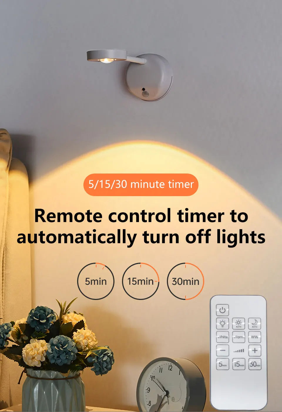 Rechargeable Induction Wall Spotlight – Adjustable Brightness, Three Colors, Punch-Free - The Prime Shop