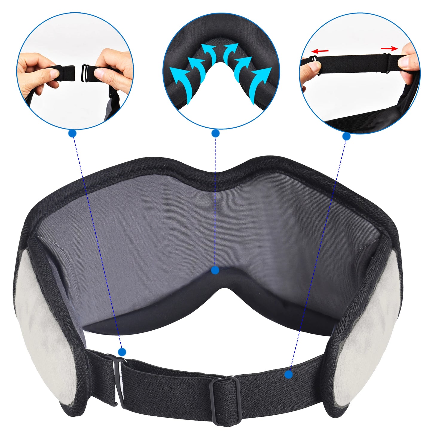 Sleep Headphones 5.2 Bluetooth Sleep Mask Cooling Eye Shade with Music and Ultra Thin Speakers for Sleeping Travel - The Prime Shop
