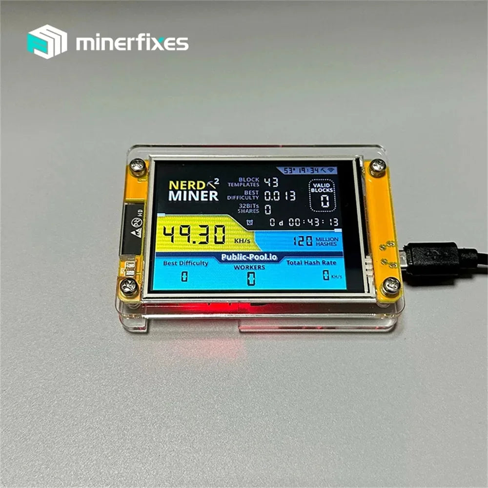 NerdMiner V3 2.8-Inch BTC Solo Lottery Miner – Crypto Bitcoin Solo Mining Machine