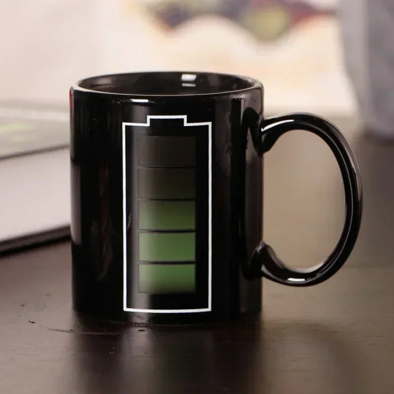 Color Changing Ceramic Mug – Heat Sensitive Battery Pattern Cup