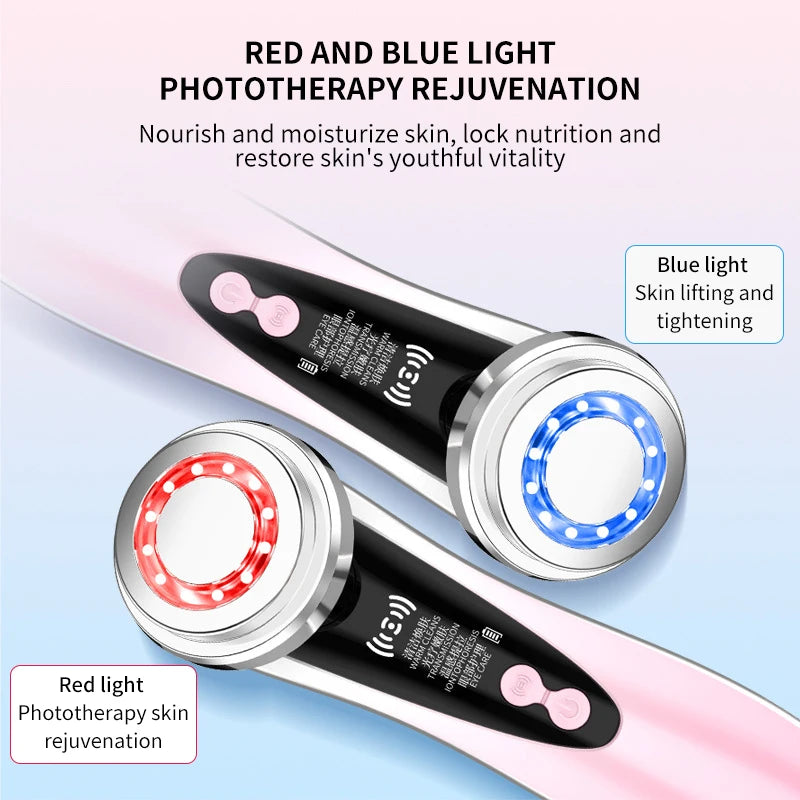 Microcurrent Facial Massager – Skin Rejuvenation Beauty Tool in Pink/Green/Red - The Prime Shop