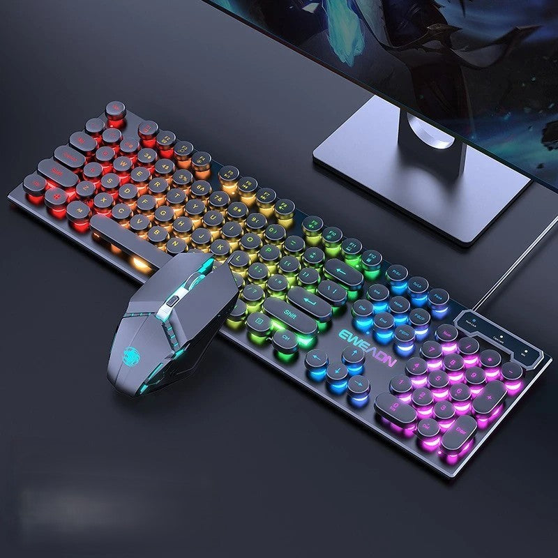Wired USB RGB Gaming Keyboard & Mouse Combo – Ergonomic, Waterproof Set for Desktop Gamers