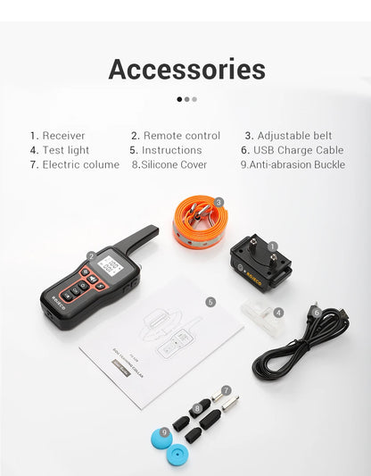 ROJECO 1000m Electric Dog Training Collar Remote Control Training Collar For Pet Rechargeable Dog Bark Control Stop Shock Collar - The Prime Shop