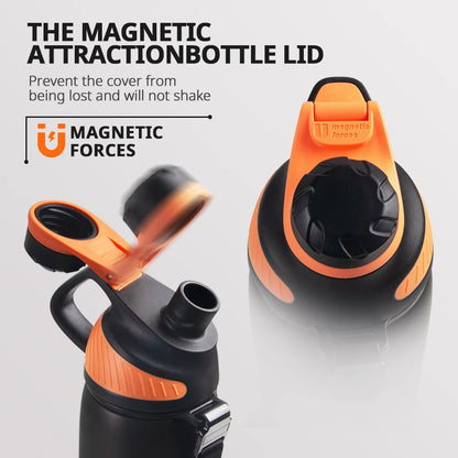 Insulated Stainless Steel Thermos – Magnetic Lid, Keeps Drinks Cold for Outdoor Sports