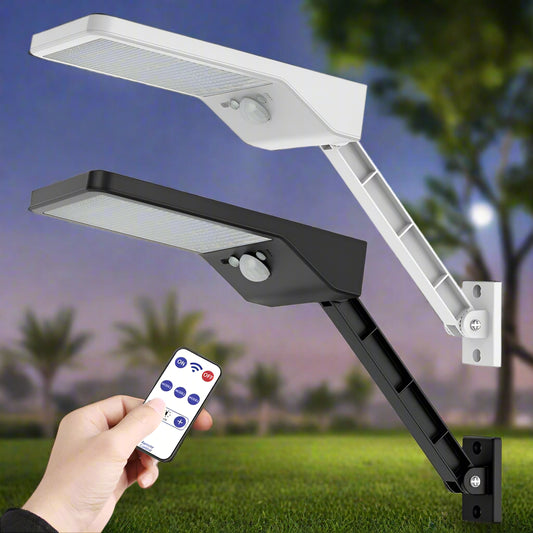 QLTEG 48 LED 800 LM Outdoor Solar Power Street Wall Lamp PIR Motion Sensor Garden Security Waterproof remote control solar light - The Prime Shop