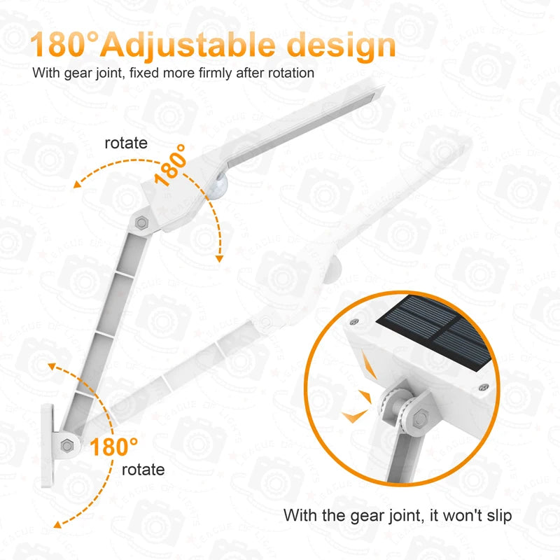 QLTEG 48 LED 800 LM Outdoor Solar Power Street Wall Lamp PIR Motion Sensor Garden Security Waterproof remote control solar light - The Prime Shop