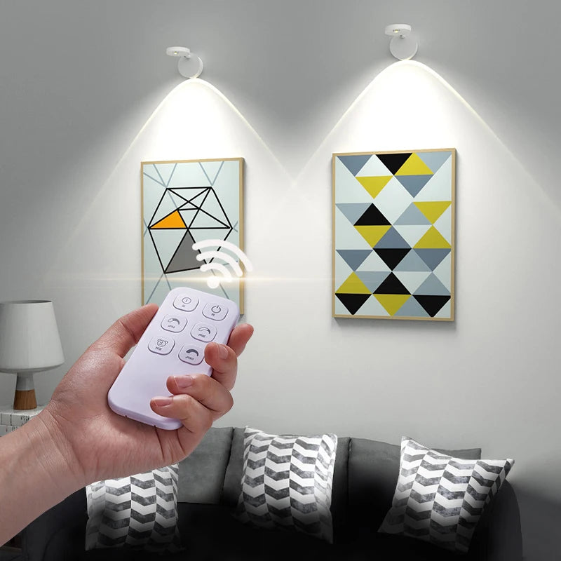 LED Wall Lamp – Indoor Decorative Light with Remote, Dimmable, USB Rechargeable, Ideal for Living Room or Stairs - The Prime Shop