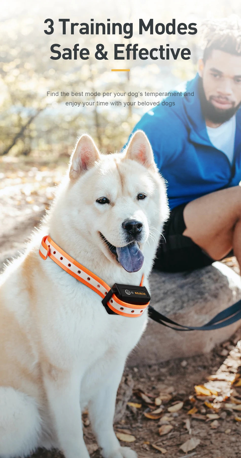 ROJECO 1000m Electric Dog Training Collar Remote Control Training Collar For Pet Rechargeable Dog Bark Control Stop Shock Collar - The Prime Shop