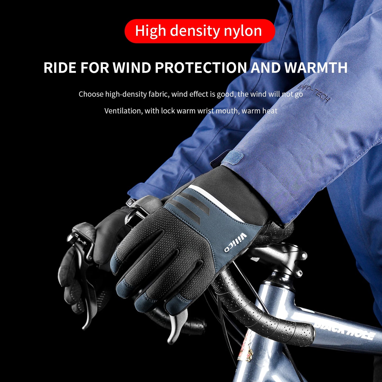 Black Winter Waterproof Cycling Gloves – Touch Screen, Fleece for Sports and Skiing - The Prime Shop