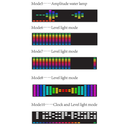 Magic 160-Color LED Music Spectrum Display – Rhythm Light & Digital Clock for Car Audio