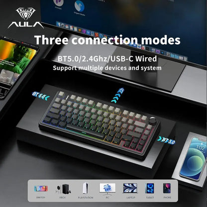 RGB Mechanical Gaming Keyboard – Gasket Mounted, Side-Engraved PBT Gradient Keycaps, 80 Keys