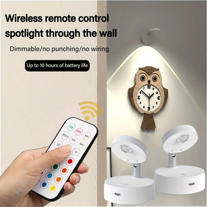Cordless RGB Cat's Eye LED Wall Lamp – Dimmable Remote Control Night Light for Staircase - The Prime Shop