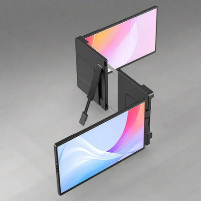 Portable Triple-Screen 14" Monitor – Full HD IPS 1080P Laptop Display Extender for 13"-16.5" Laptops - The Prime Shop